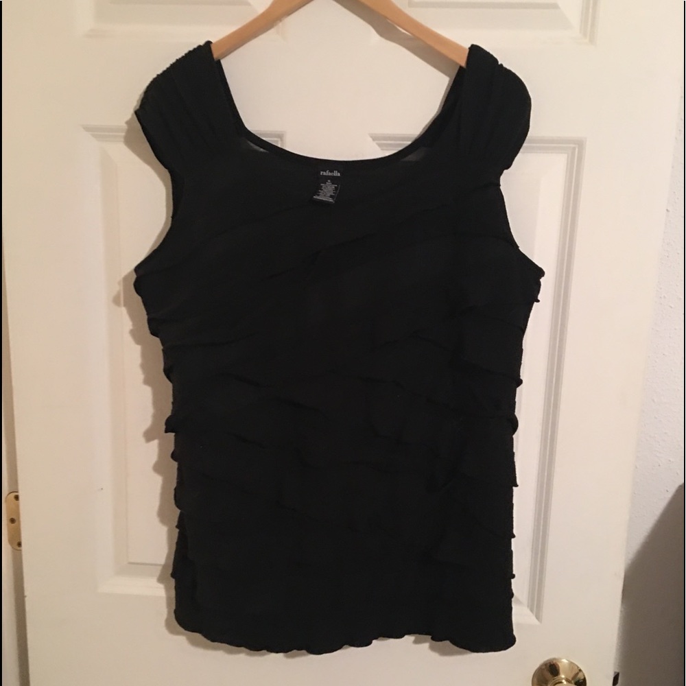 Rafaella Black Ruffle Tank Top. Size XL.
